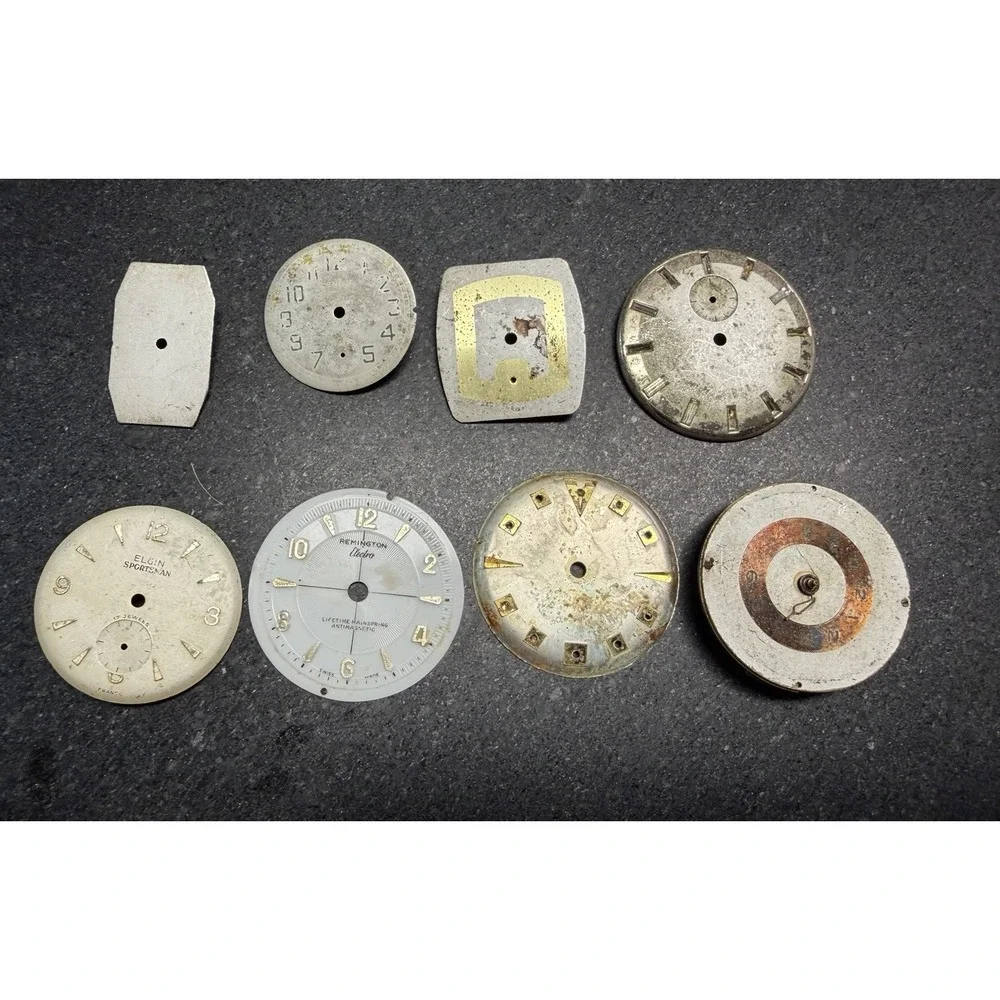 Vtg Watch Dial Lot 72 Pieces Elgin Bulova Longines Gruen Timex Parts Repair Art